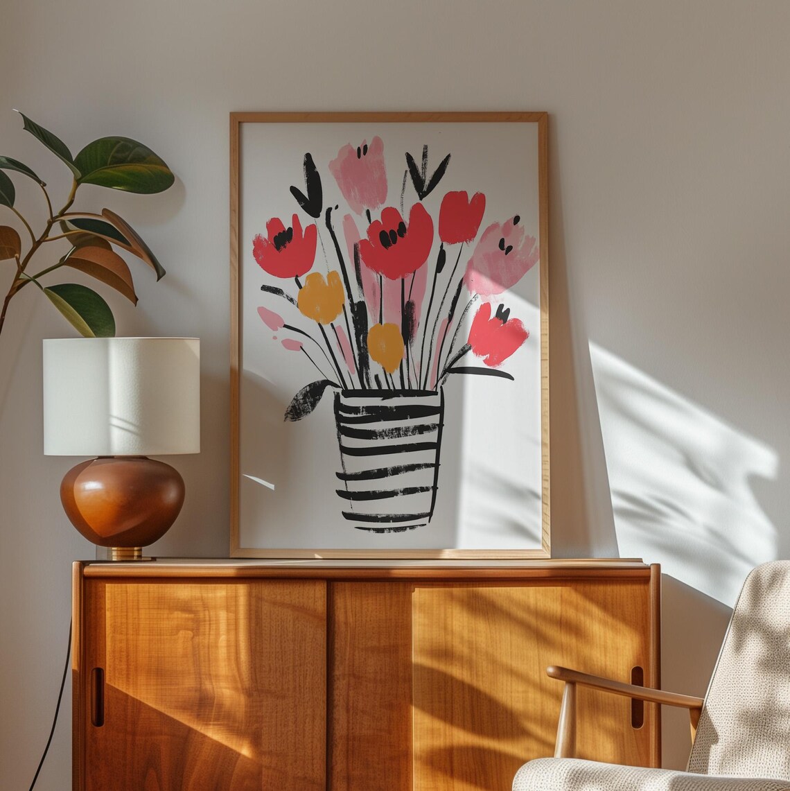 Vibrant Floral Bouquet Minimalist Botanical Art Print - Image 3