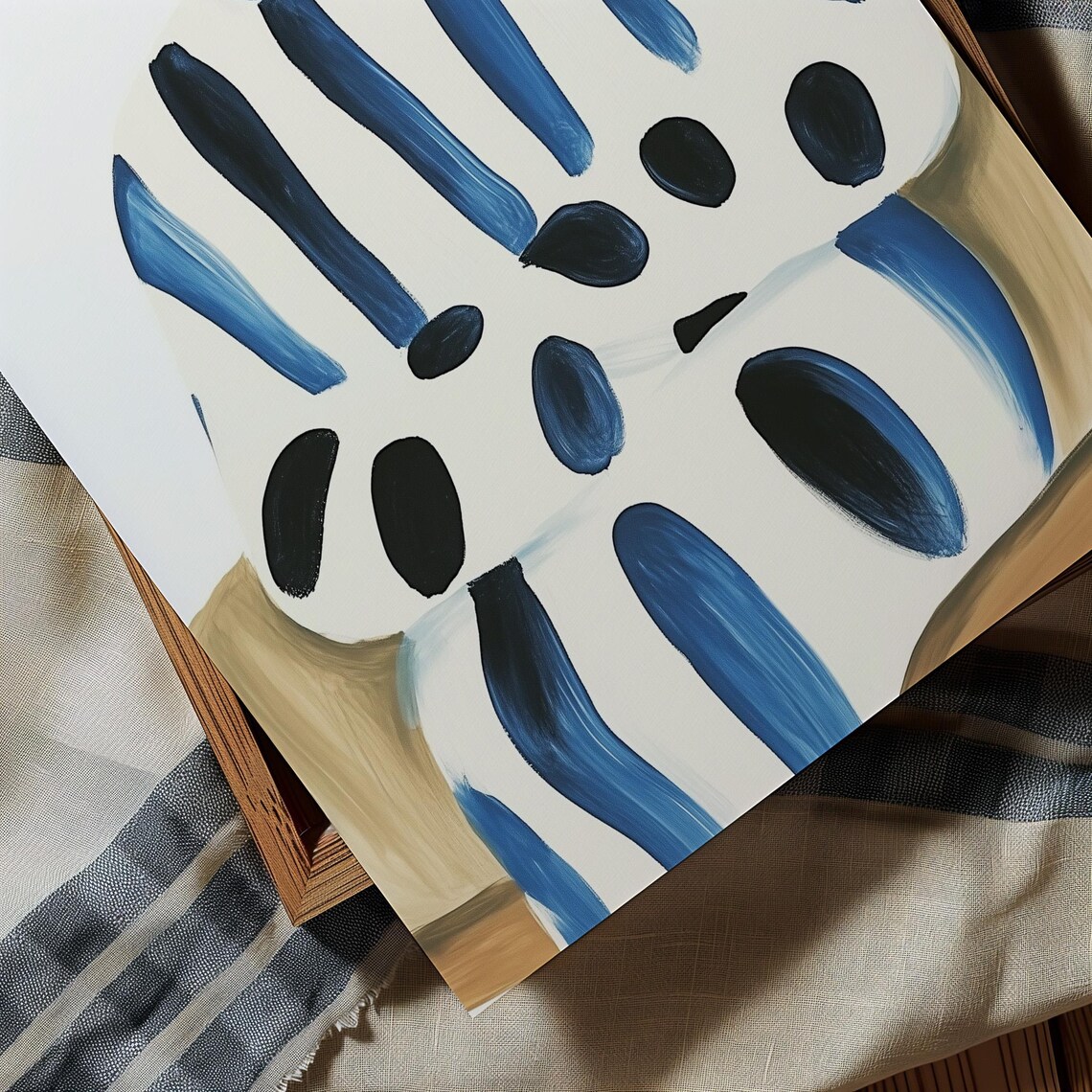 Abstract Standing Figure in Blue Stripes With Twin Suns Poster - Image 4