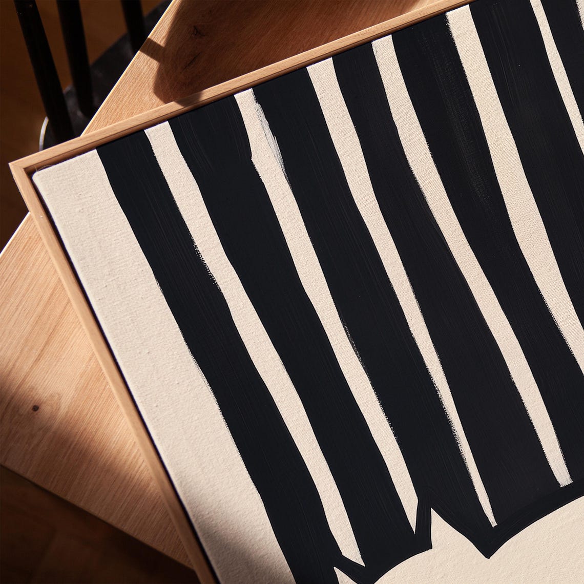 Sleeping Cat On Black Stripes Cute Minimalist Cat Art Poster - Image 4
