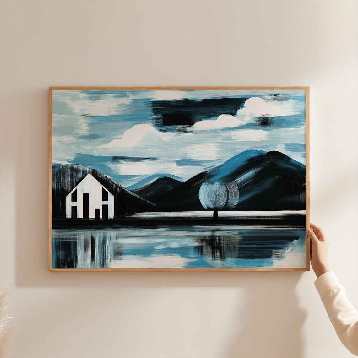 Modern Abstract Landscape, White House By Lake - Image 3