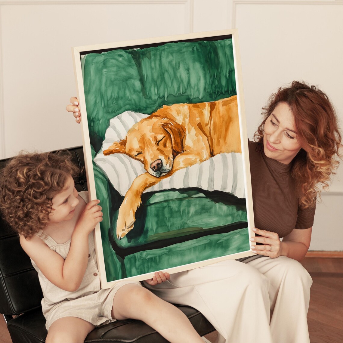 Golden Retriever Sleeping Watercolor Dog Art Print
