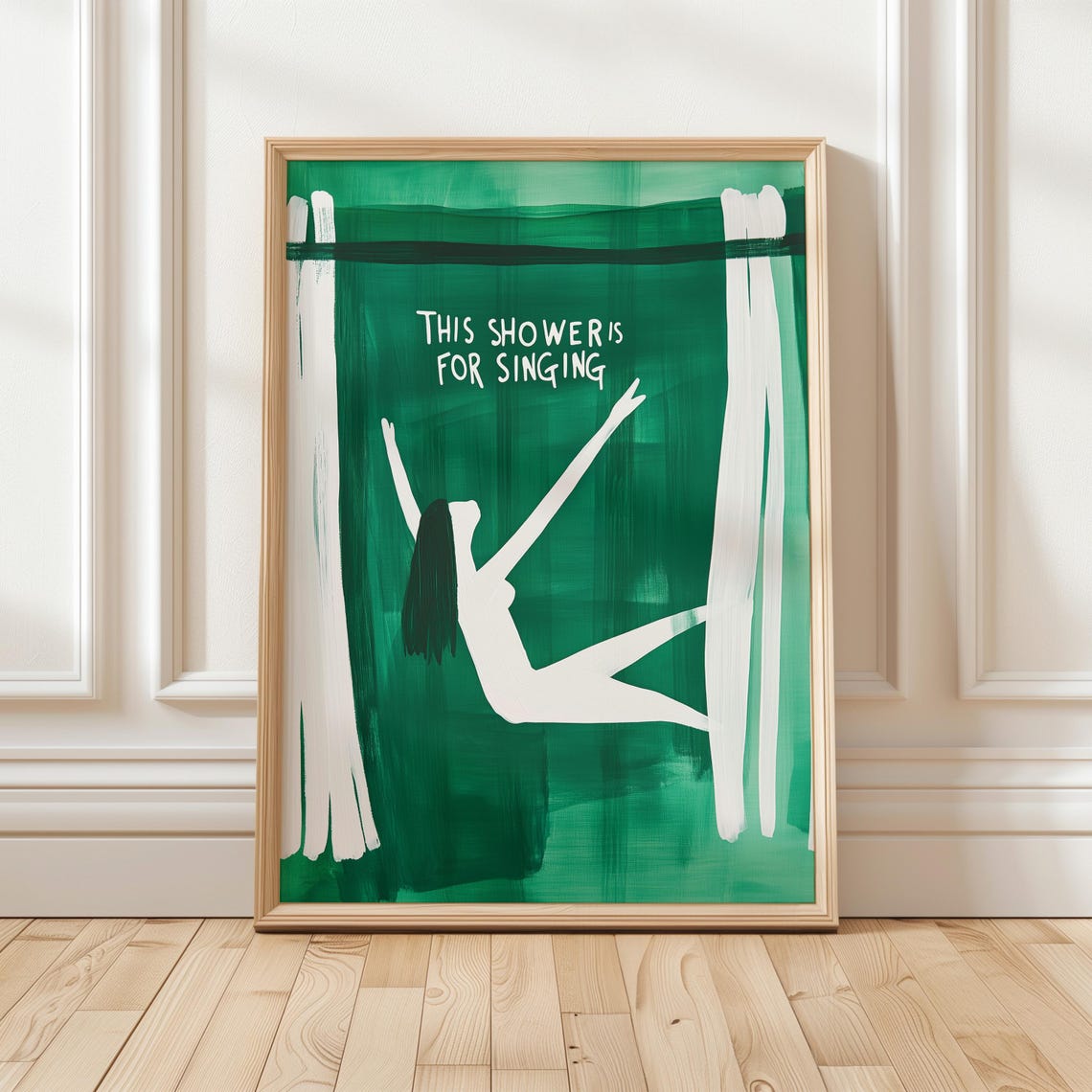 This Shower Is for Singing Emerald Green Bathroom Wall Poster - Image 4