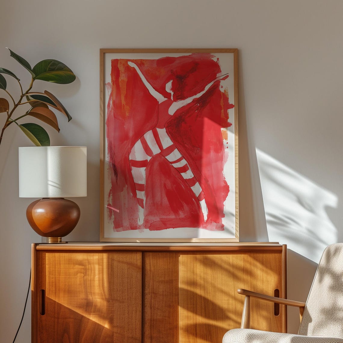 Abstract Red Dancer Arms Raised Bold Expressive Movement Poster - Image 2