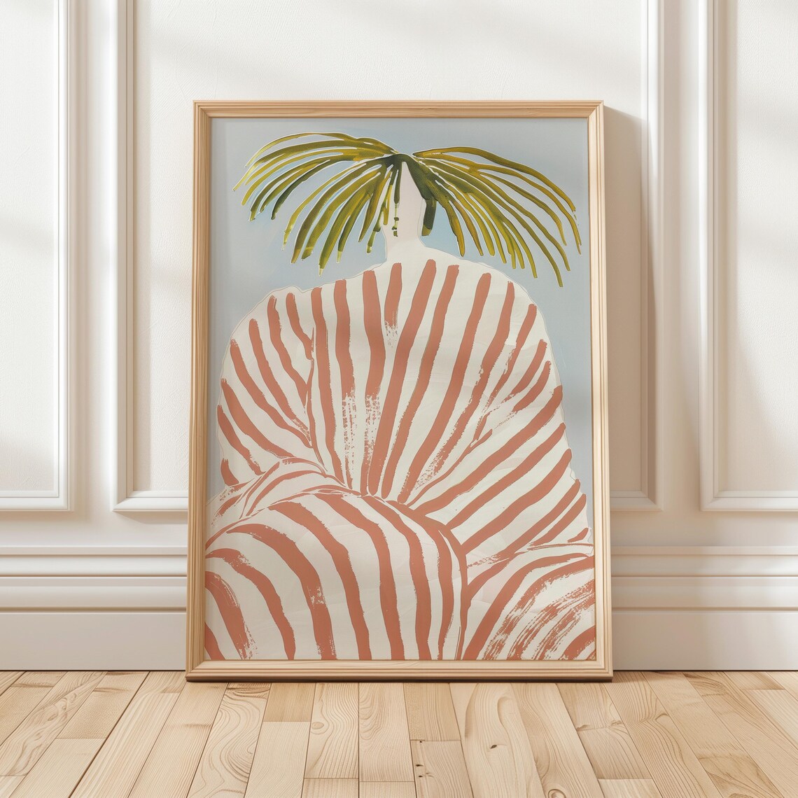 Boho Abstract Woman Terracotta Stripes Palm Hair Tropical Poster - Image 4