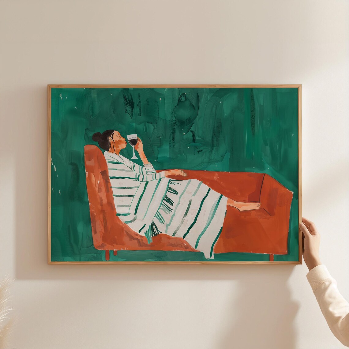 Emerald Green Abstract People Art Print, Contemporary