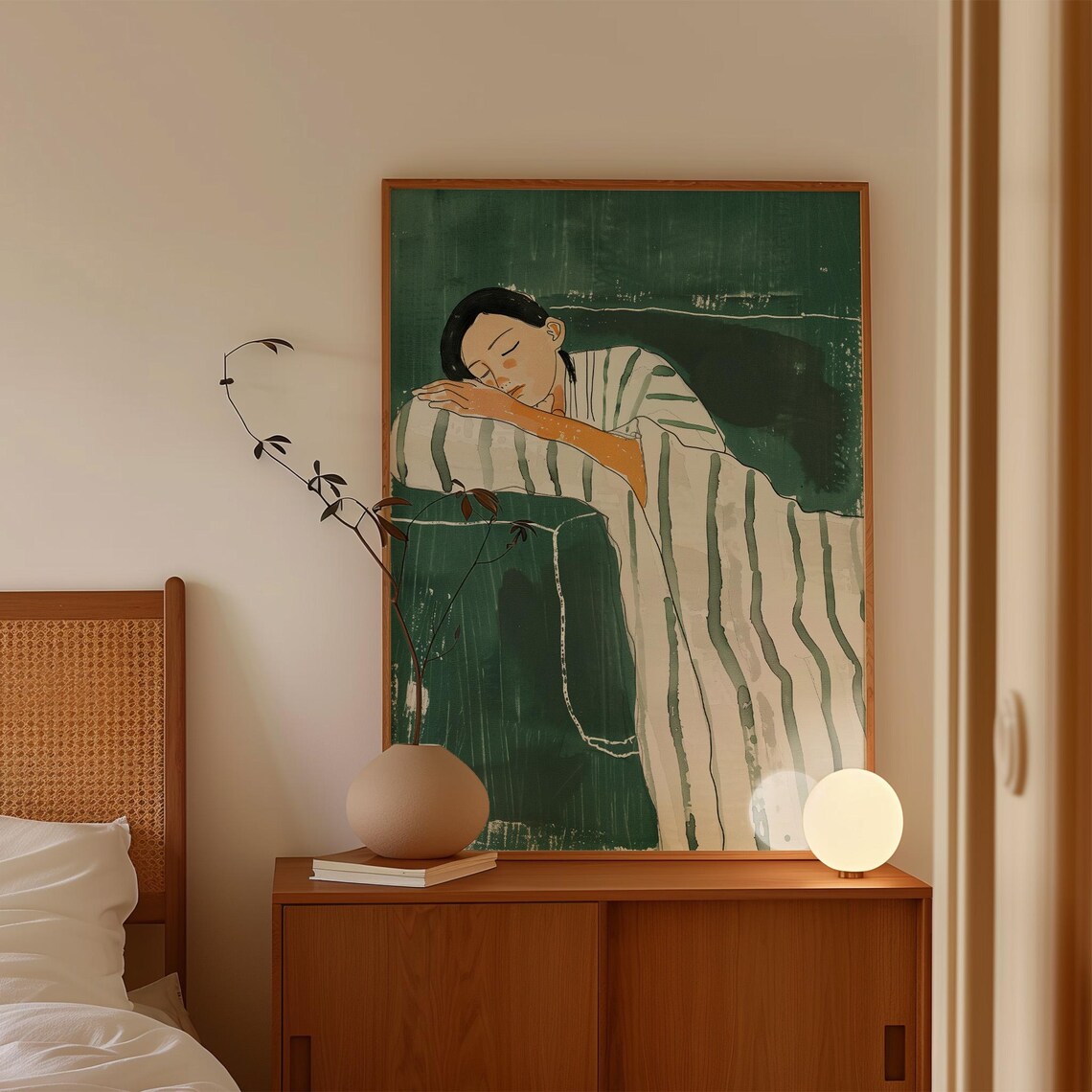 Emerald Green Abstract People Minimalist Art Print - Image 3