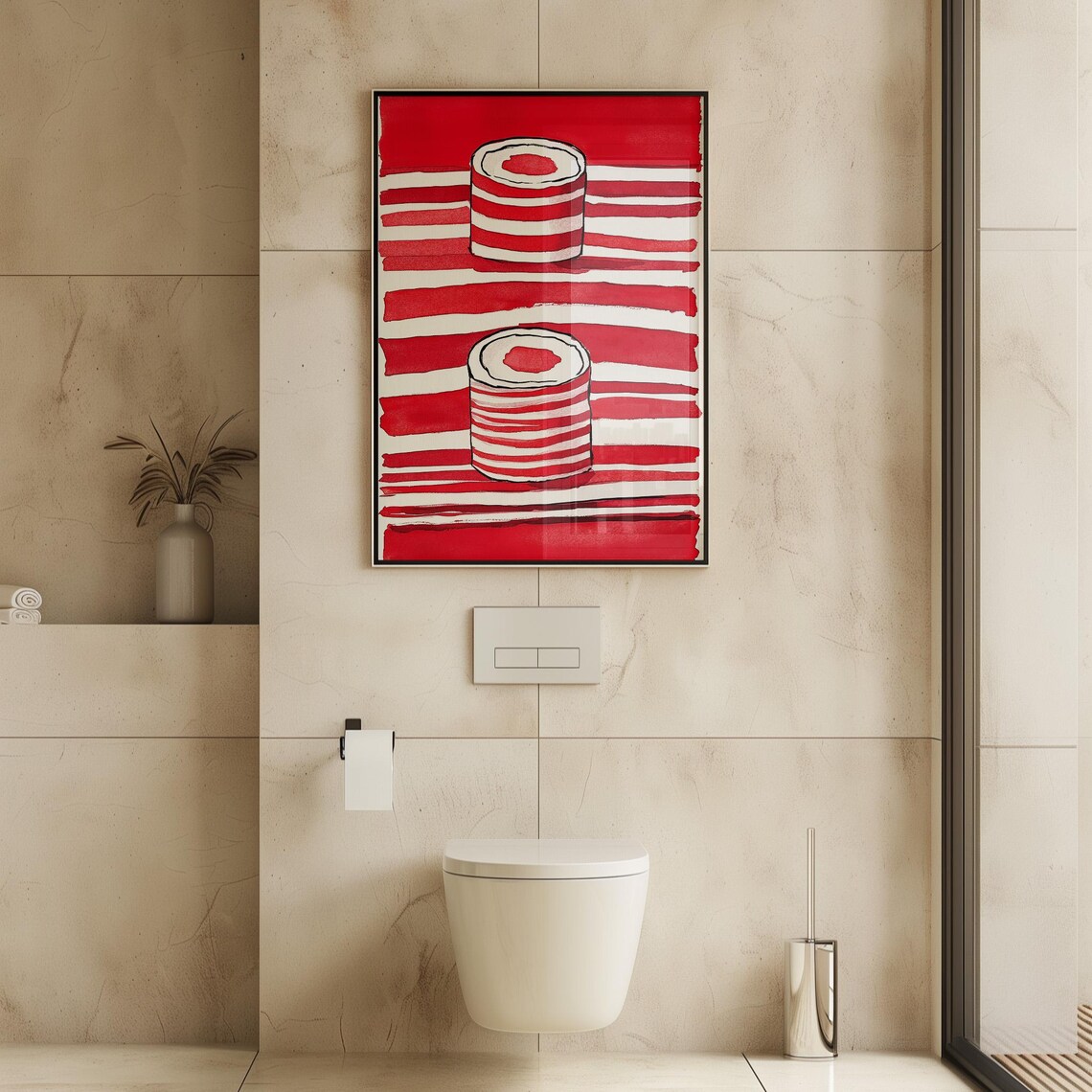 Abstract Sushi, Bold Red Striped Minimalist Illustration - Image 2
