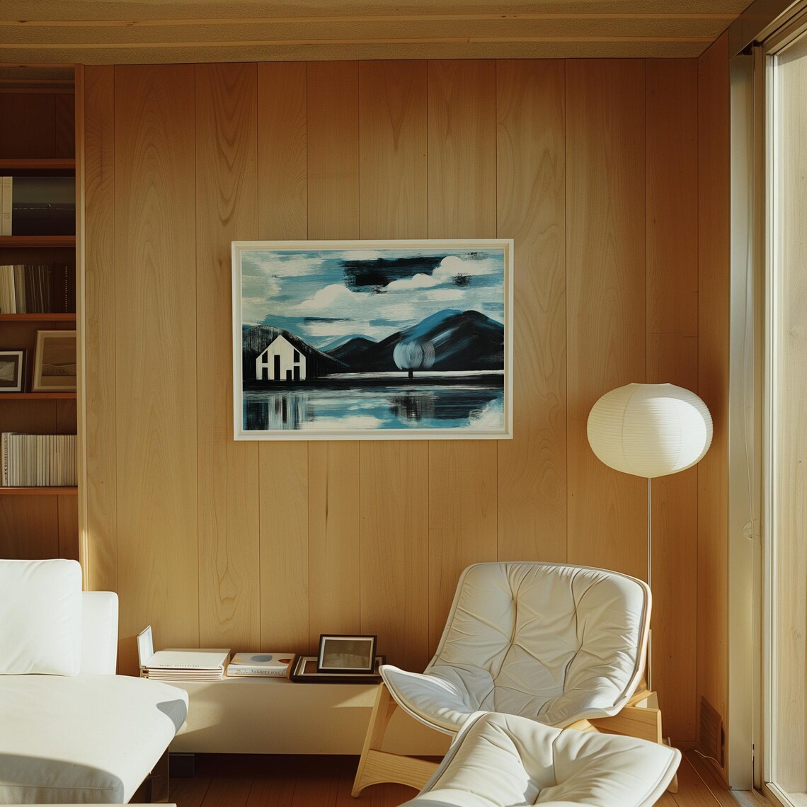 Modern Abstract Landscape, White House By Lake - Image 4