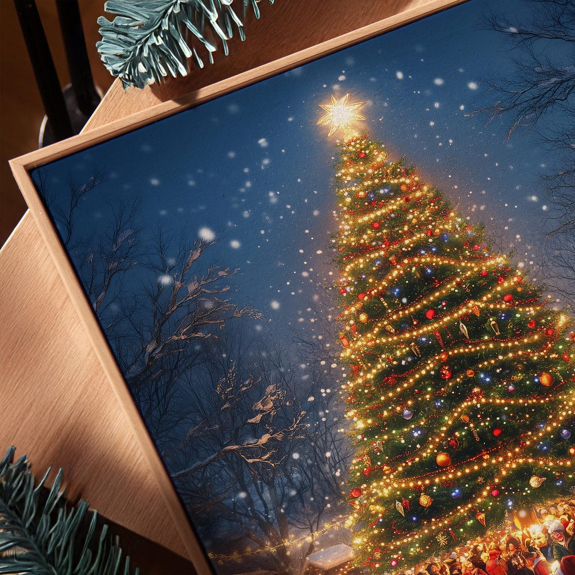 Retro Christmas Market Art Print, Mid-Century Holiday - Image 4