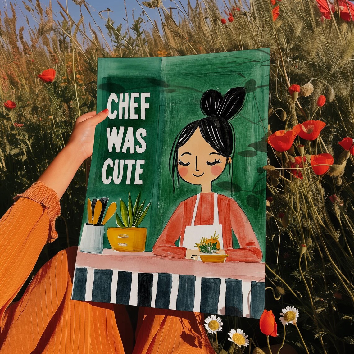 Chef Was Cute Whimsical Kitchen Art Print - Image 4