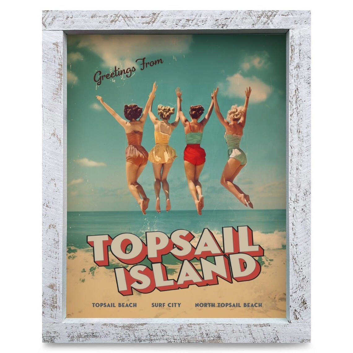 Vintage Greetings From Topsail Island Beach Travel Art Poster