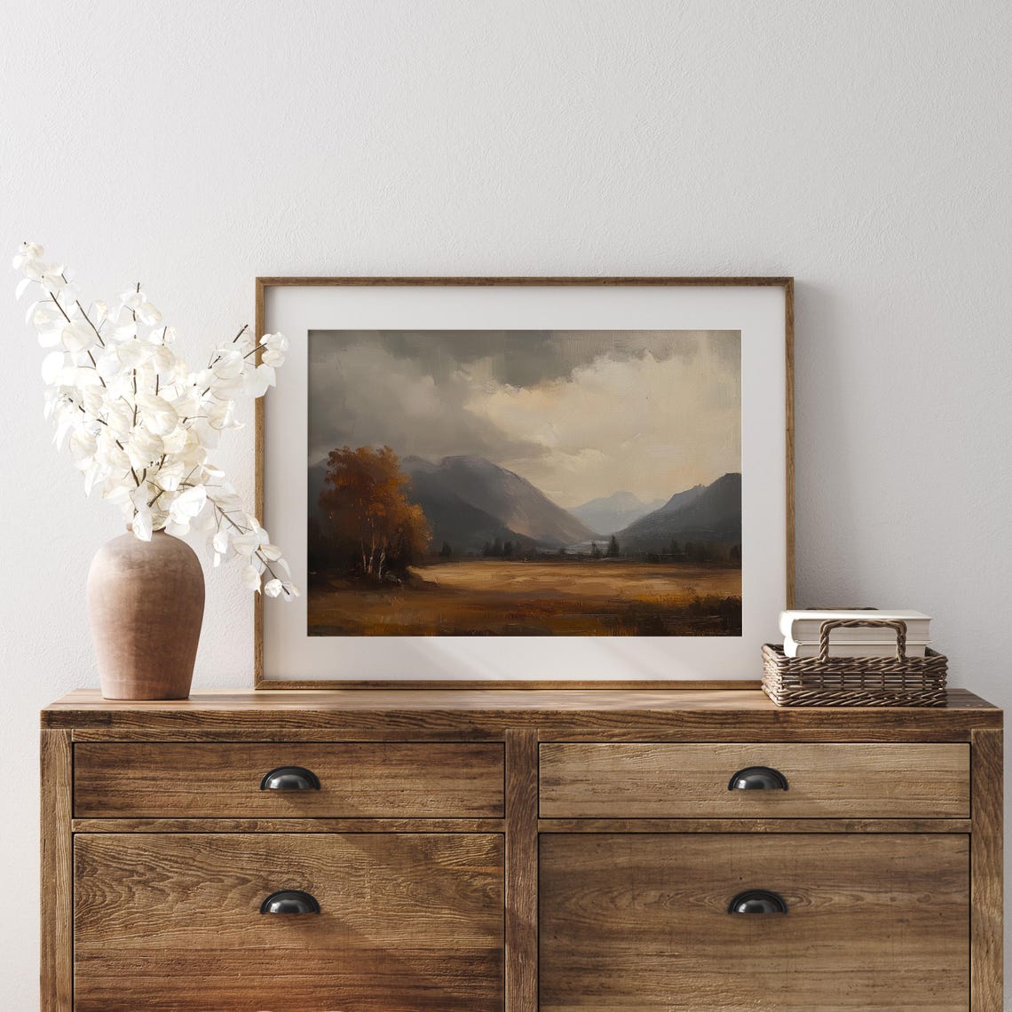 Storm Clouds Brooding Over a Golden Autumn Valley Painting Poster - Image 3