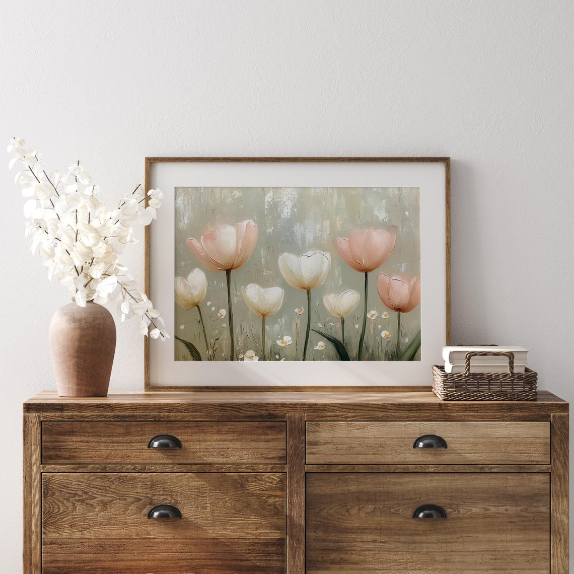 Blush Pink Tulips Spring Floral Vintage Botanical Art Poster - Image 3