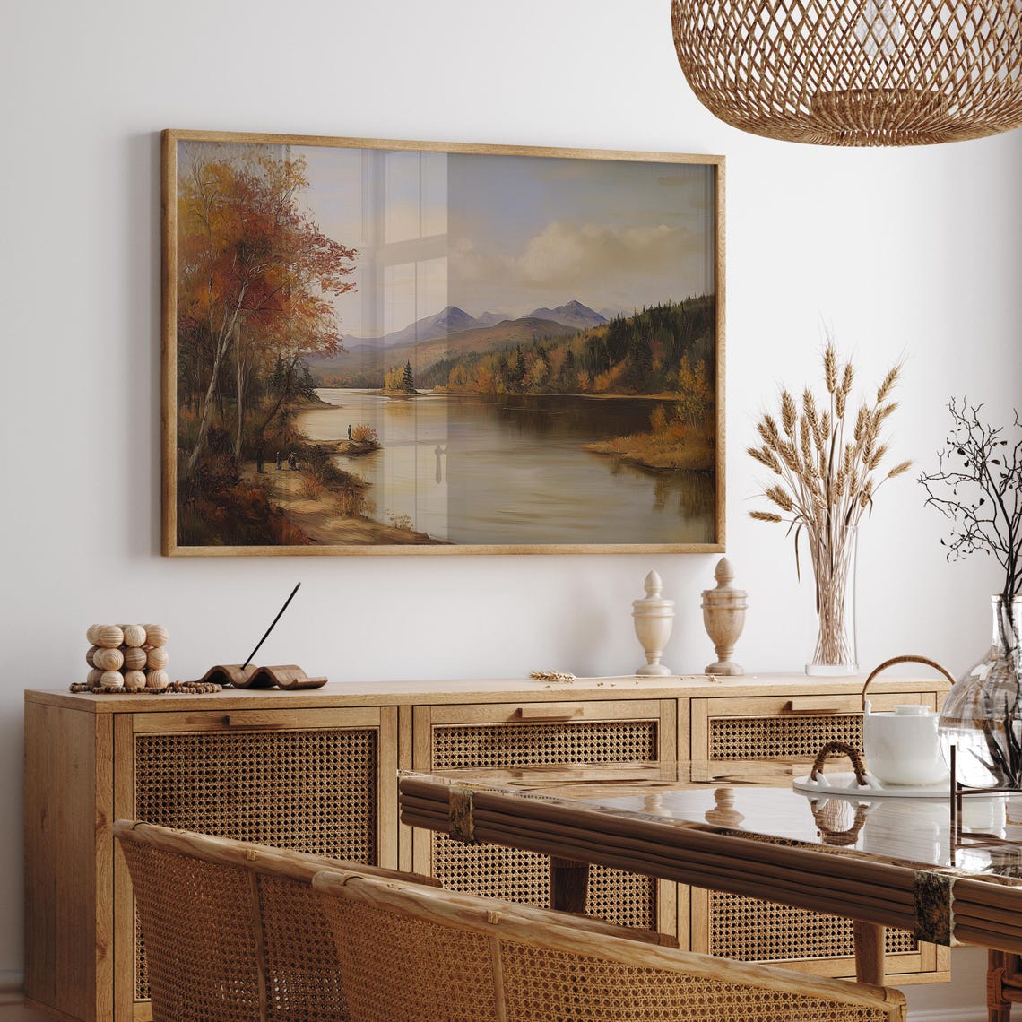 Autumn Lake With Mountain Views And Anglers On The Shore Poster - Image 4