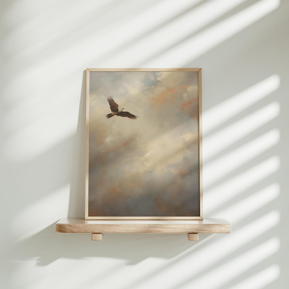 Soaring Eagle in Cloudy Sky Minimalist Nature Bird Art Poster - Image 2