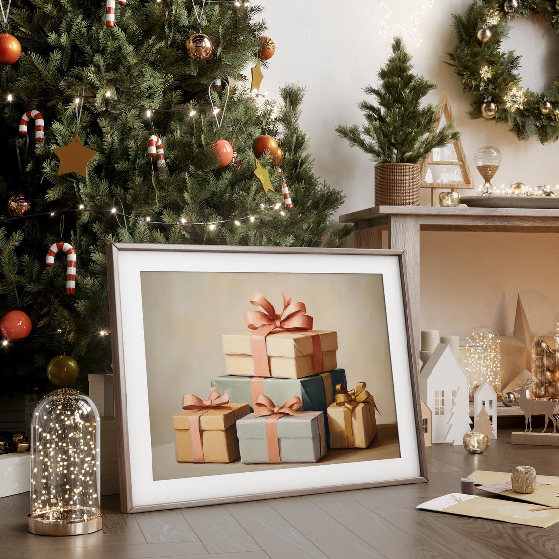 Stack Of Pastel Christmas Gift Boxes Tied With Satin Bows Poster - Image 3