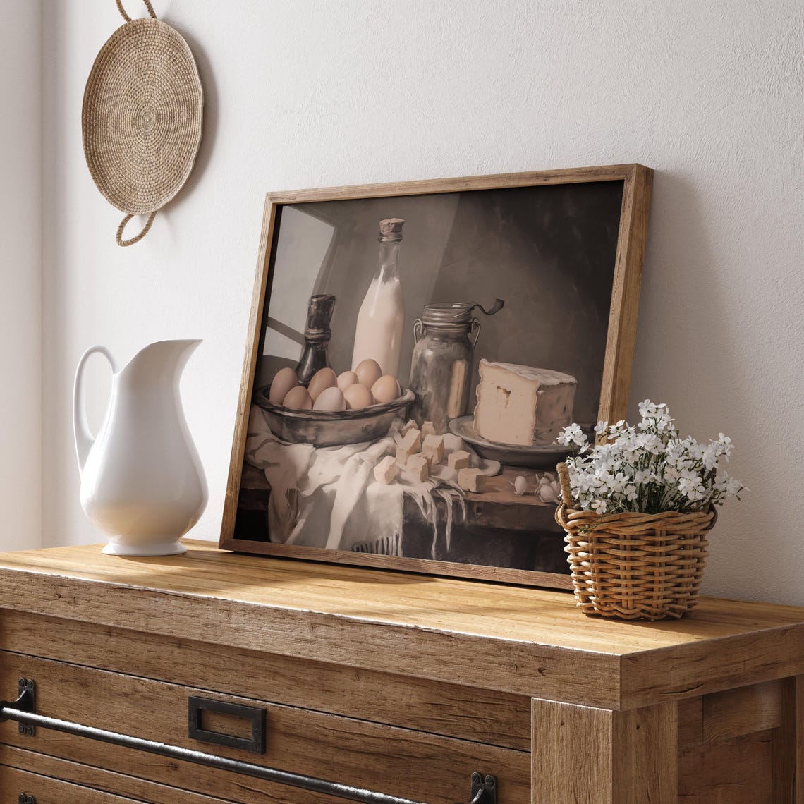 Rustic Eggs Milk Cheese And Butter Farmhouse Still Life Poster - Image 2