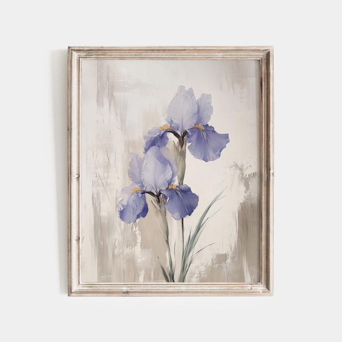 Purple Iris Blooms In A Delicate Botanical Oil Painting Poster - Image 2