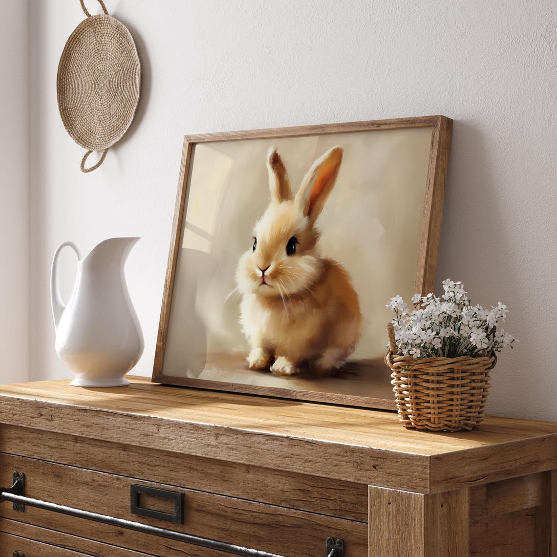 Fluffy Golden Bunny Portrait On A Soft Neutral Beige Background Poster - Image 4