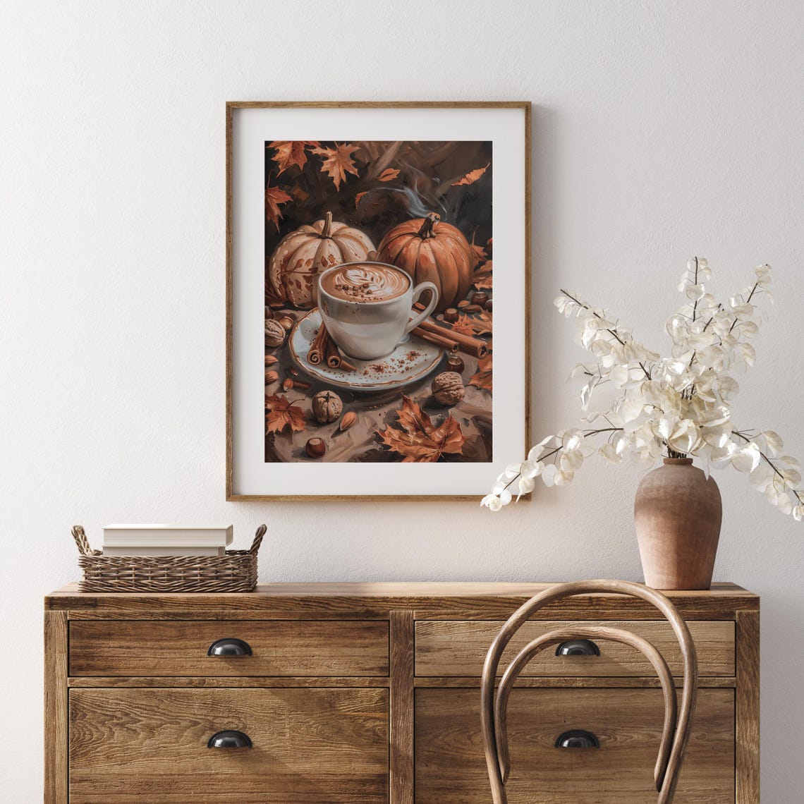 Cozy Pumpkin Spice Latte With Pumpkins And Autumn Leaves Poster - Image 4