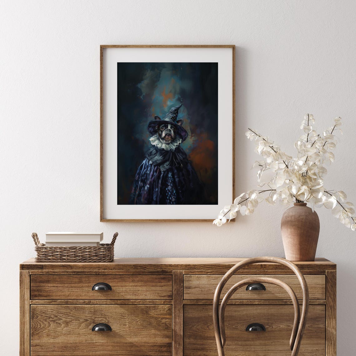 French Bulldog in Witch Costume Halloween Pet Portrait Poster - Image 2
