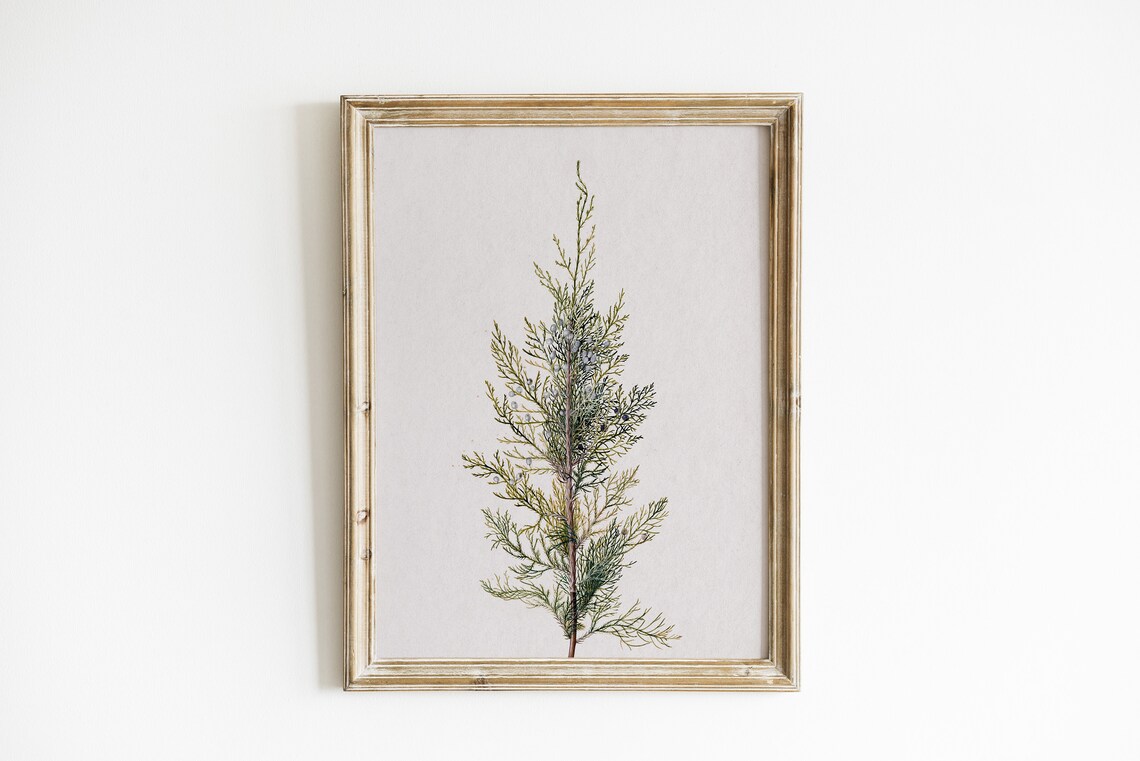Winter Branch Vintage Christmas Poster Print