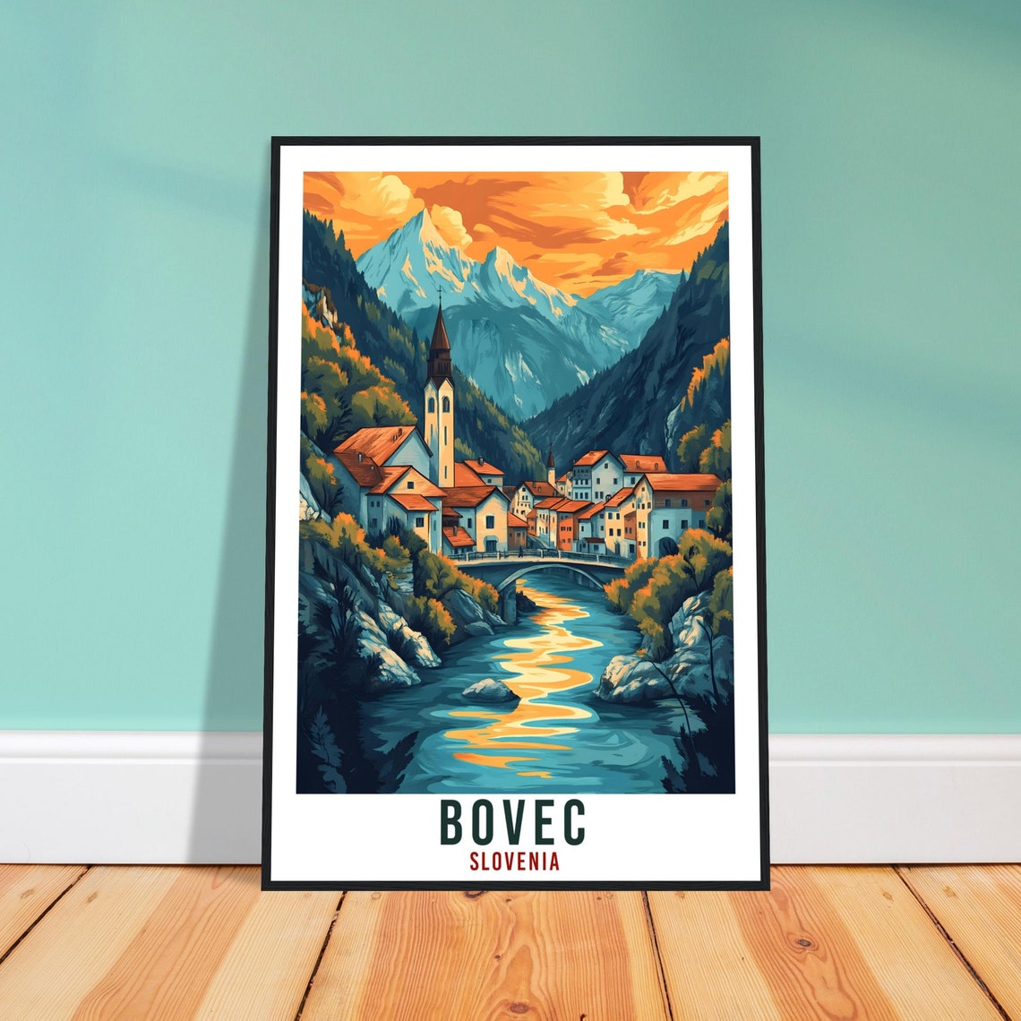 Bovec Travel Print Slovenia Home Decor Bovec Wall Art Gift Wall Hanging Art Lover Bovec Slovenia Artwork Travel Poster Slovenia Travel Art