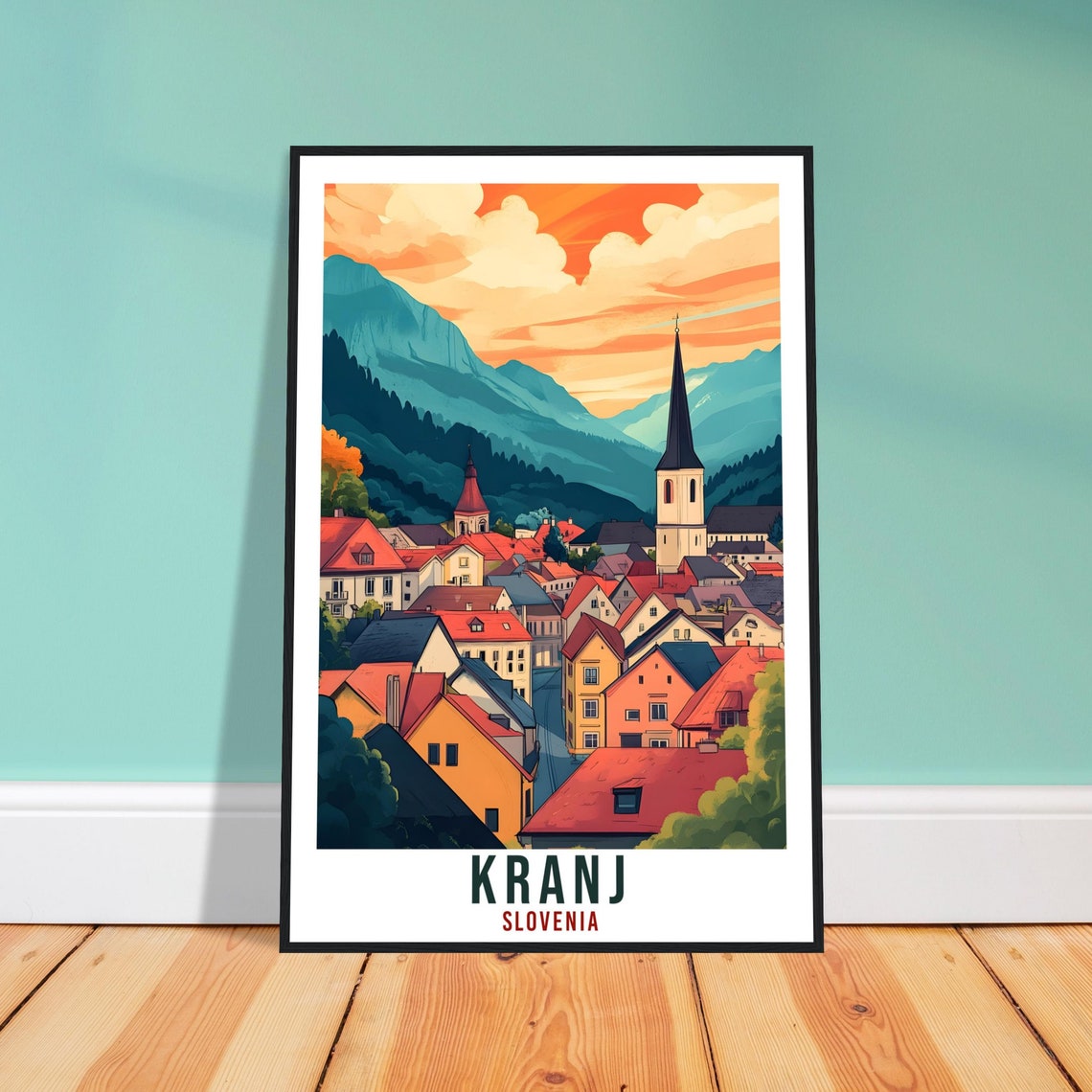 Kranj Travel Print Slovenia Home Decor Kranj Wall Art Gift Wall Hanging Art Lover Kranj Slovenia Artwork Travel Poster Slovenia Travel Art