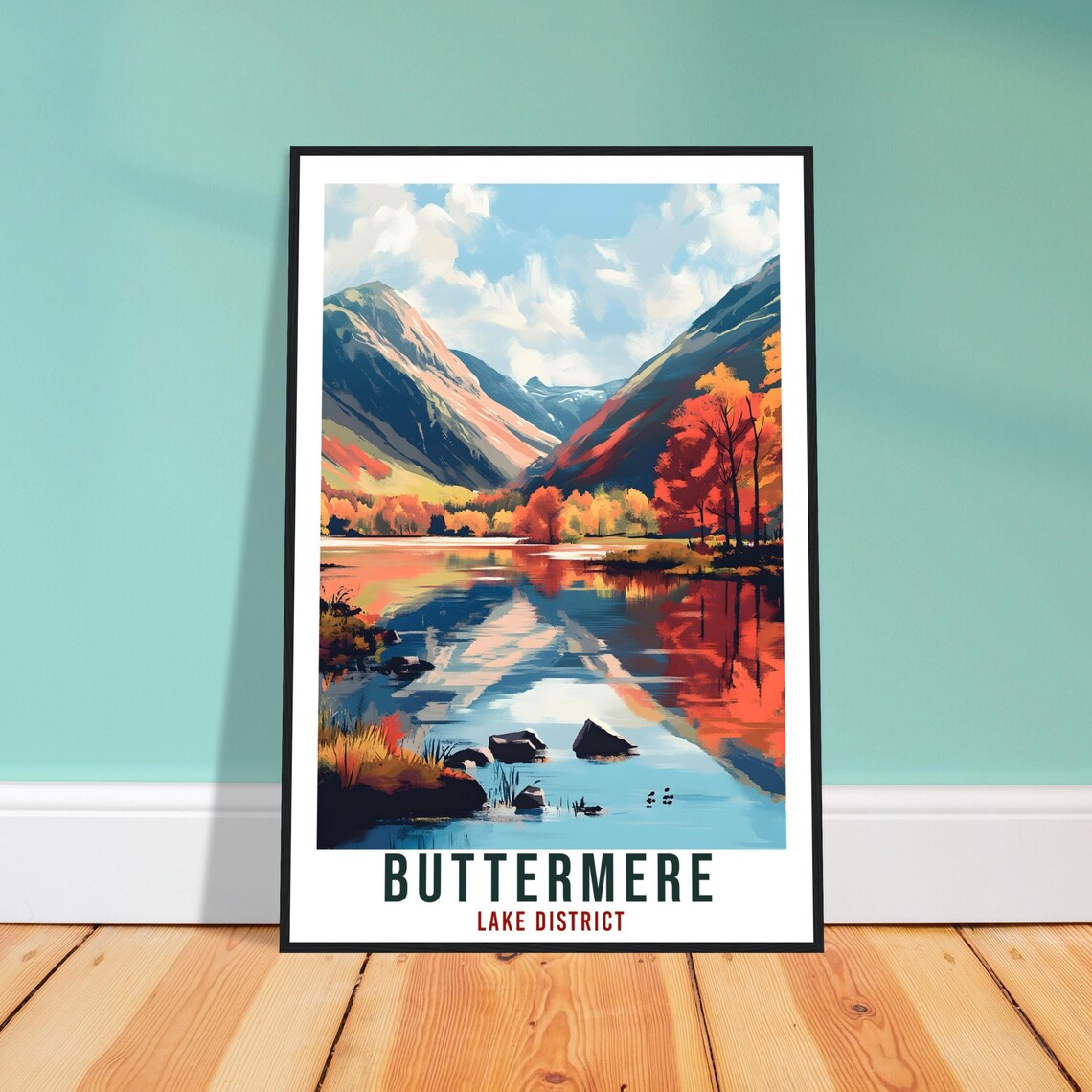 Buttermere Lake District Autumn Lake Reflections Travel Poster