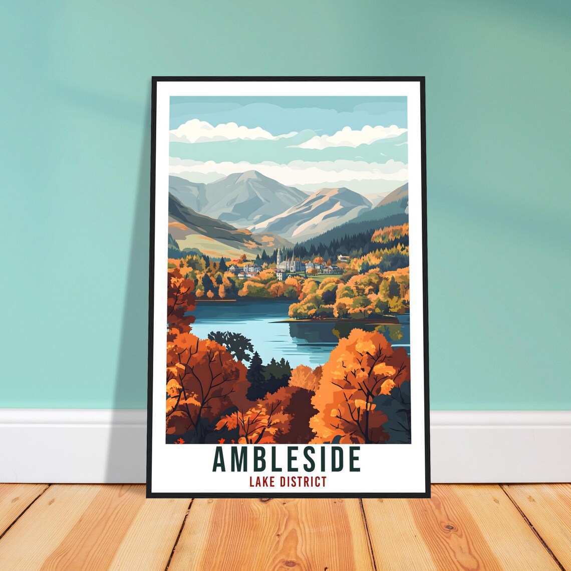 Ambleside Travel Poster, Lake District Home Decor