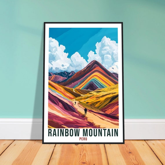 Rainbow Mountain Peru Vinicunca Striped Peaks Scene Poster Art
