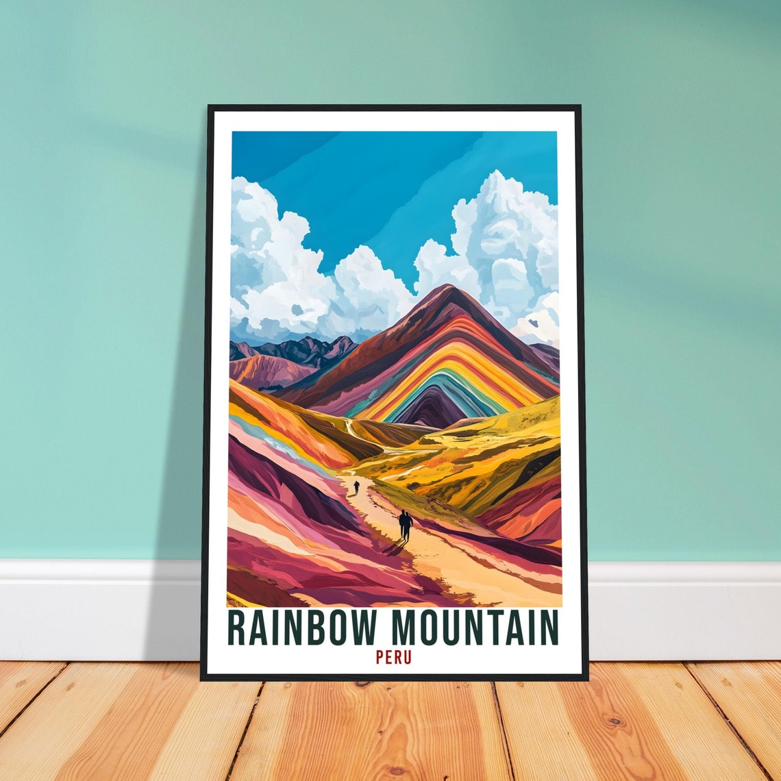 Rainbow Mountain Peru Vinicunca Striped Peaks Scene Poster Art