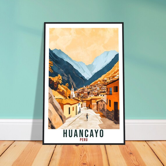 Huancayo Peru Andean Mountain Town Vintage Travel Illustration Poster