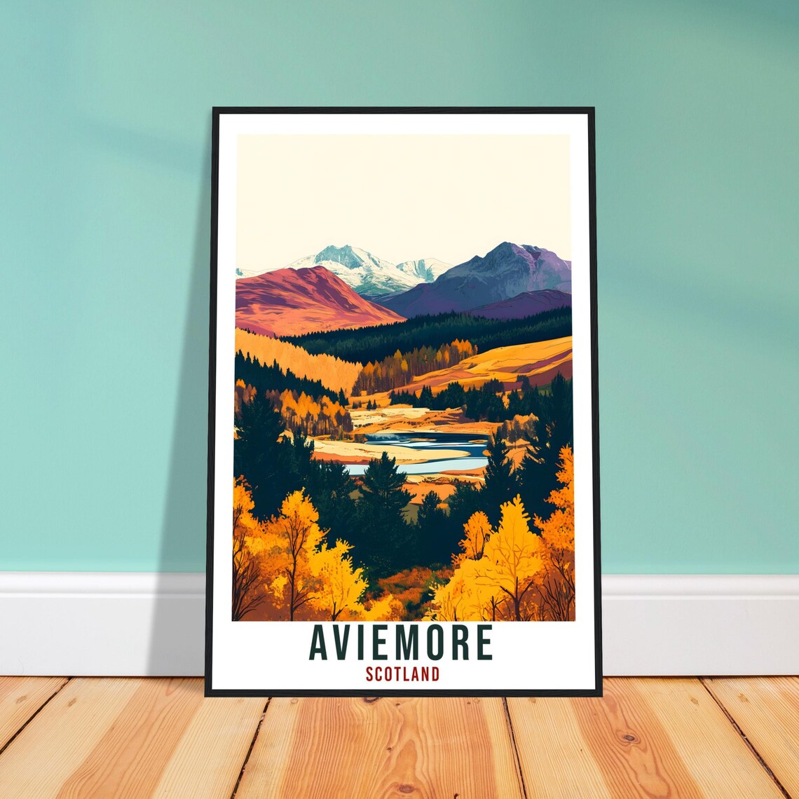 Aviemore Travel Poster, Scotland Home Decor