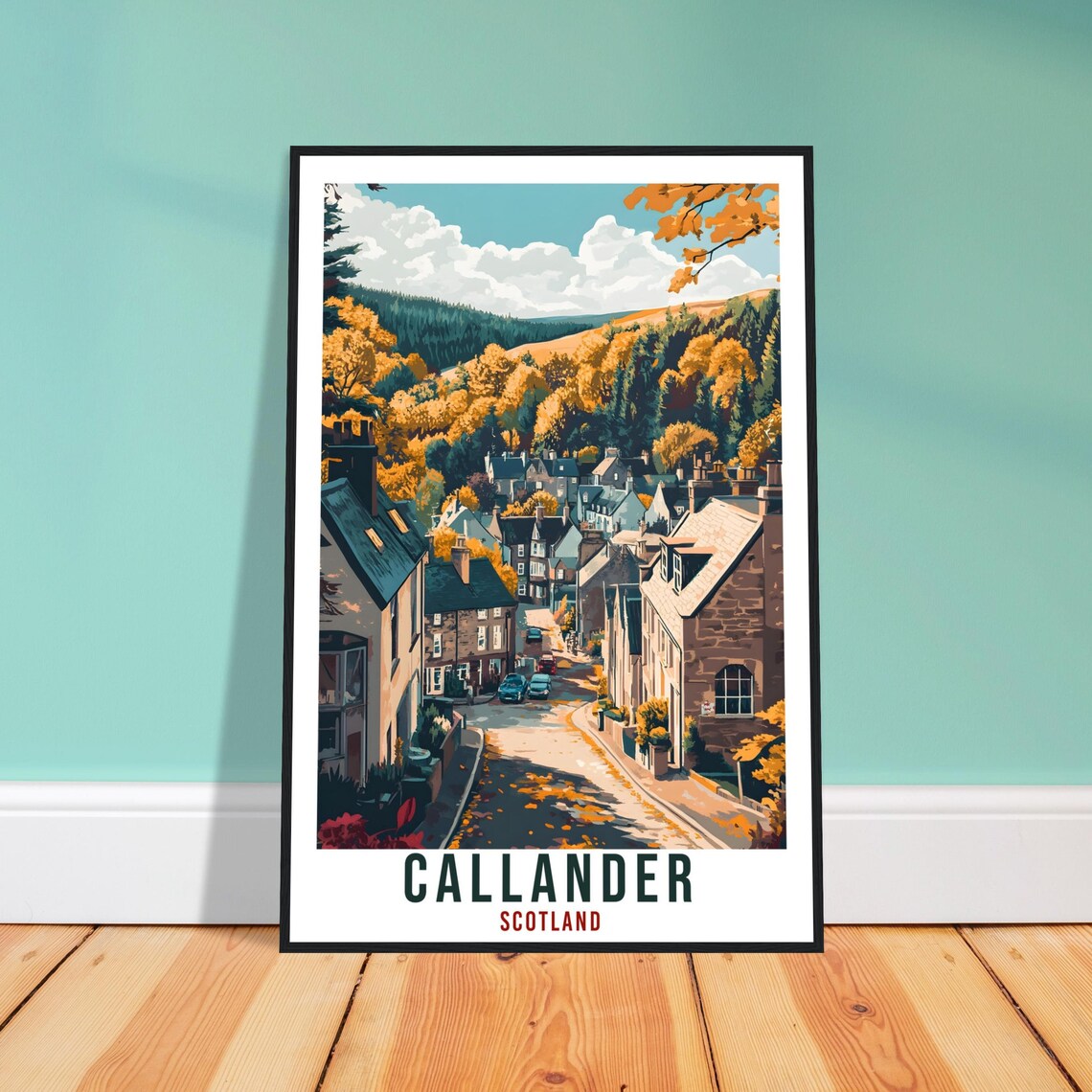 Callander Scotland Vintage Autumn Street Travel Sunny Poster