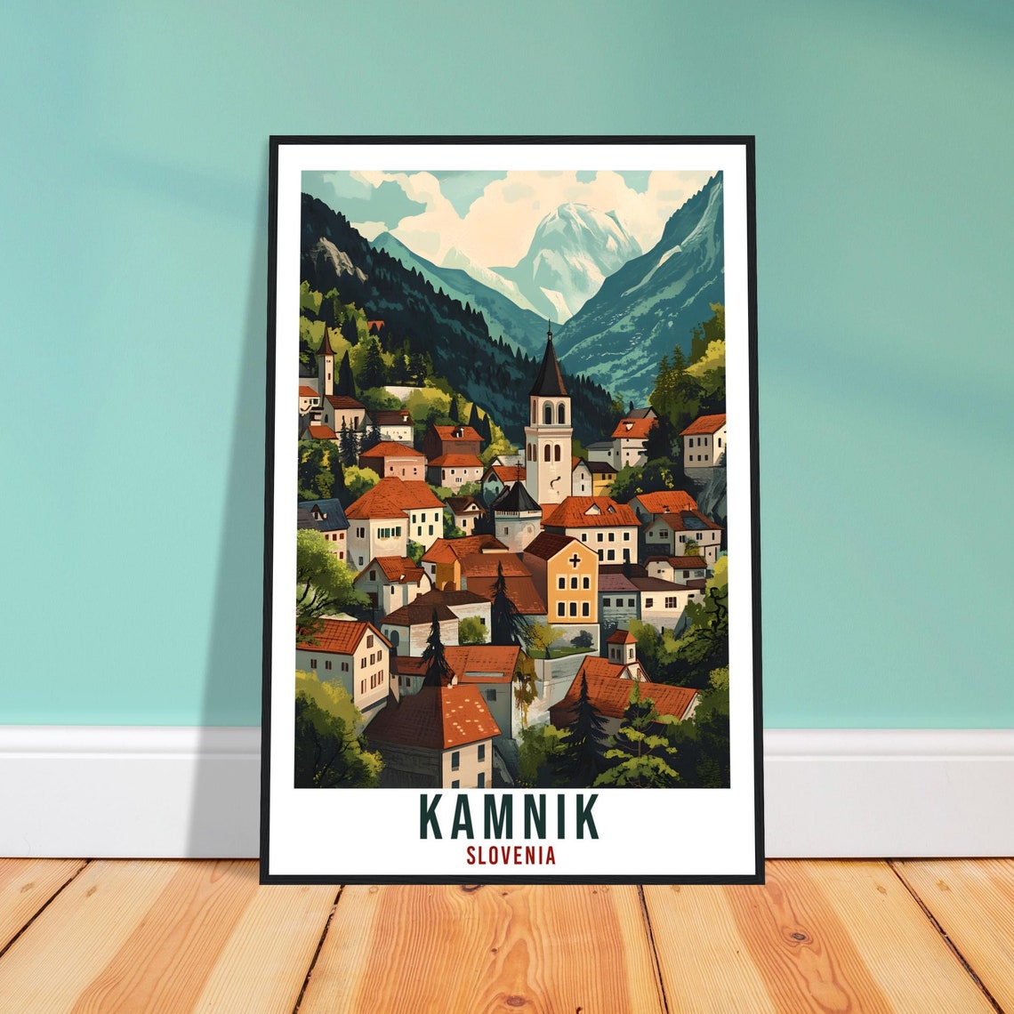 Kamnik Travel Print Slovenia Home Decor Kamnik Wall Art Gift Wall Hanging Art Lover Kamnik Slovenia Artwork Travel Poster Slovenia Travel