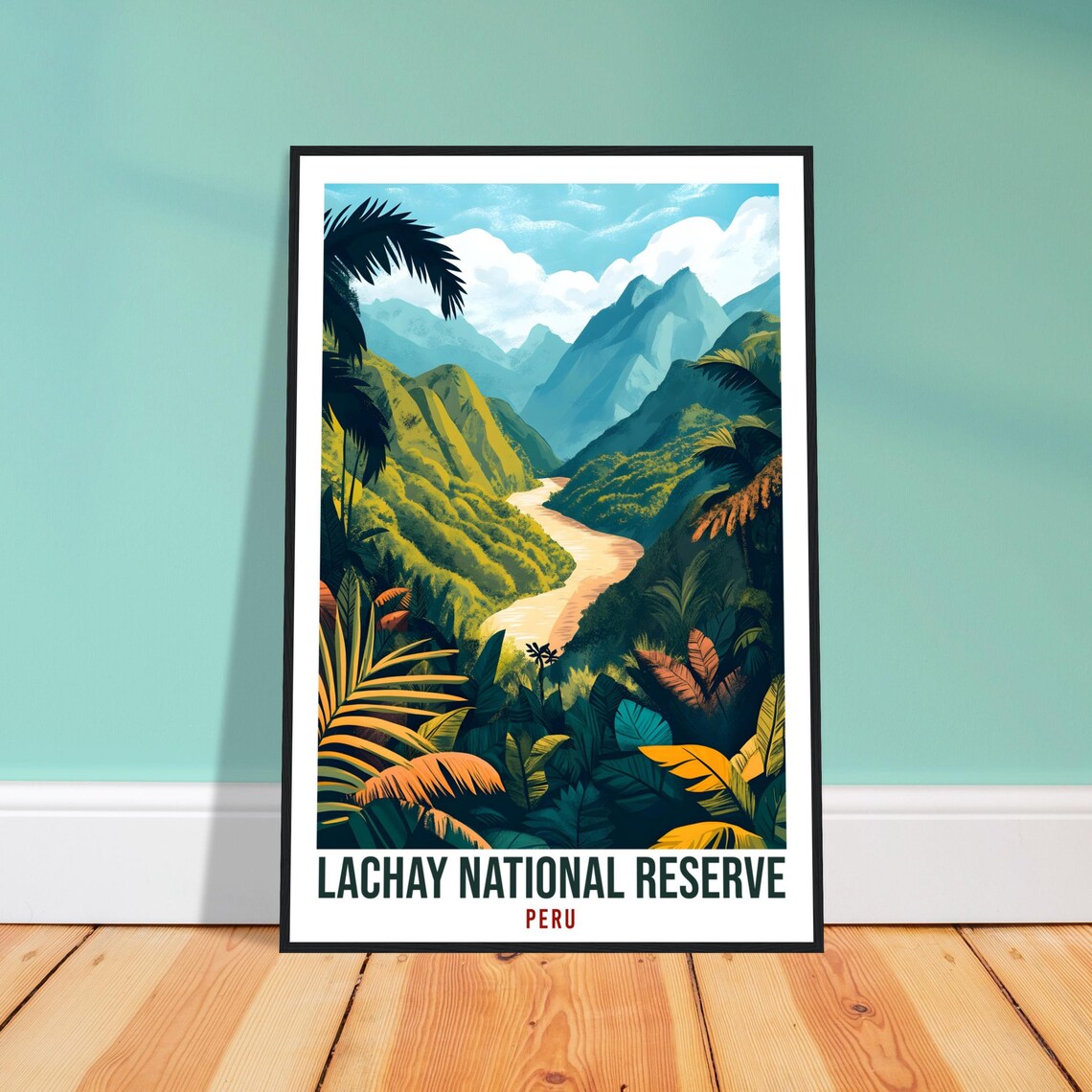 Lachay National Reserve Peru Jungle River Landscape Travel Poster Art