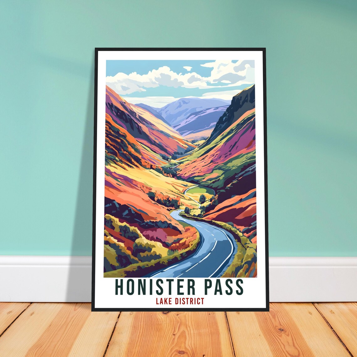 Honister Pass Lake District Mountain Road Vintage Travel Poster