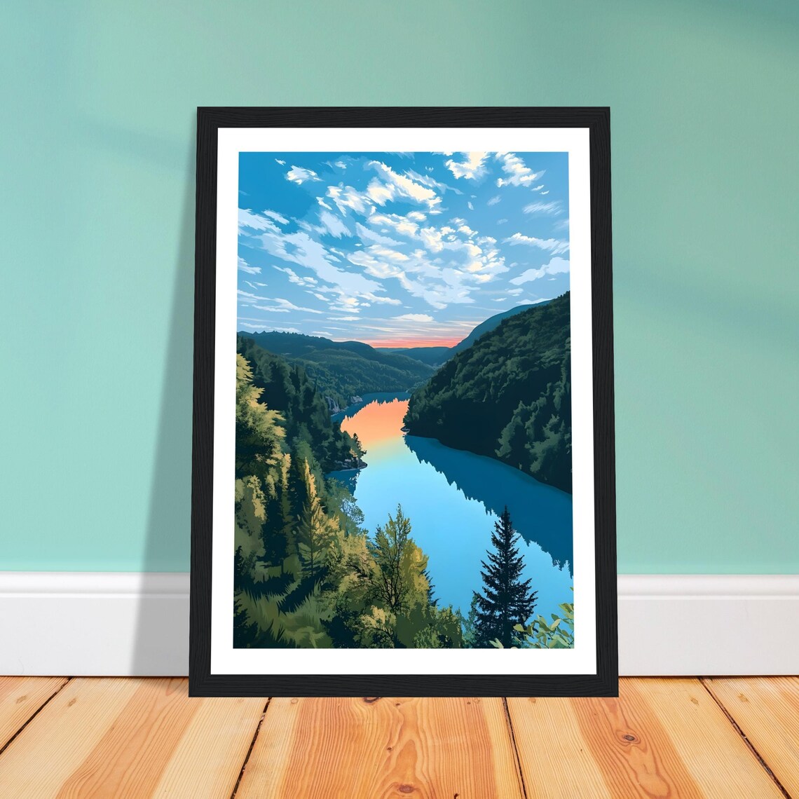 Plitvice Lakes National Park Sunset Valley Landscape Travel Poster