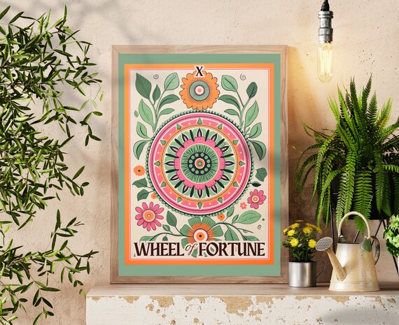 Wheel Of Fortune Tarot Botanical Spiritual Art Print