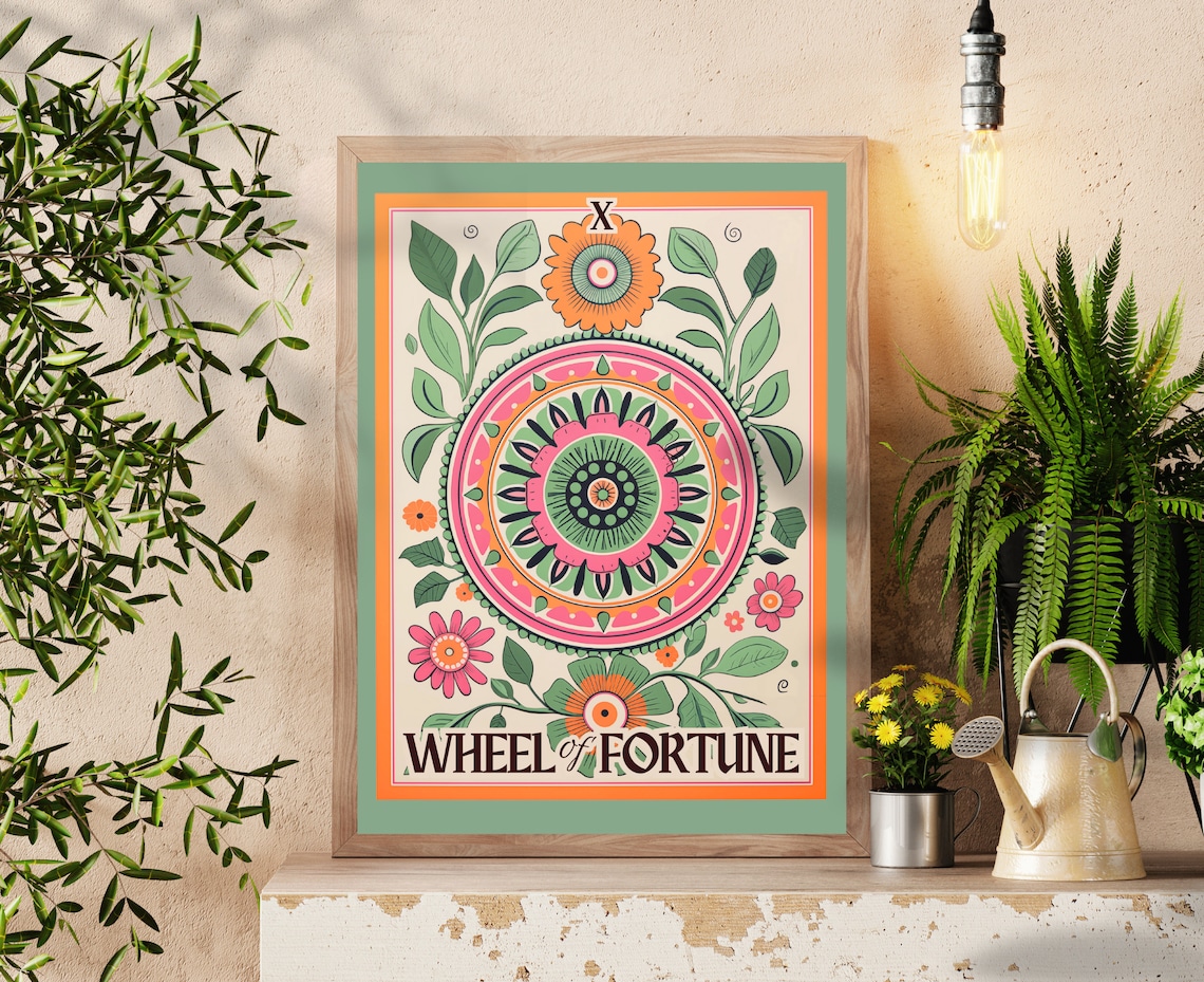 Wheel Of Fortune Tarot Botanical Spiritual Art Print