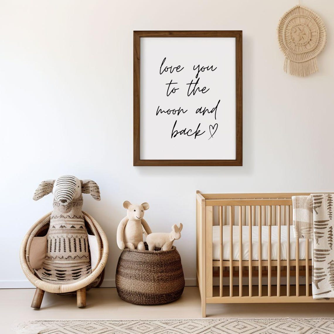 Love You To The Moon And Back Handwritten Script Heart Poster - Image 3