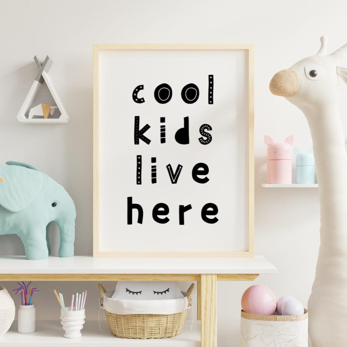 Cool Kids Live Here Playful Black Typography Kids Room Poster - Image 2