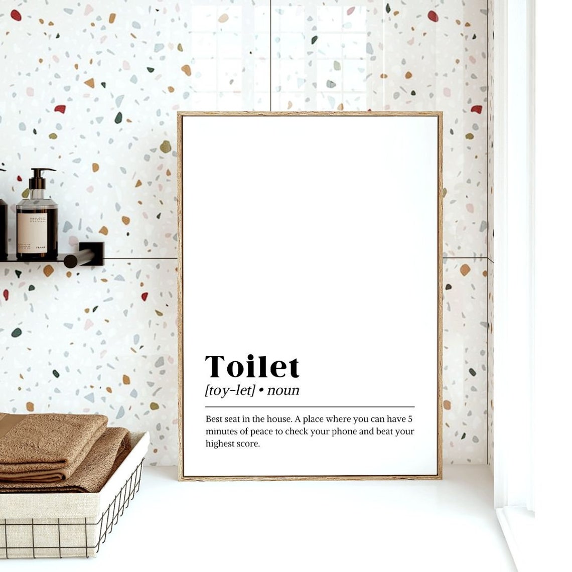 Toilet Definition Funny Dictionary Bathroom Quote Typographic Poster - Image 3