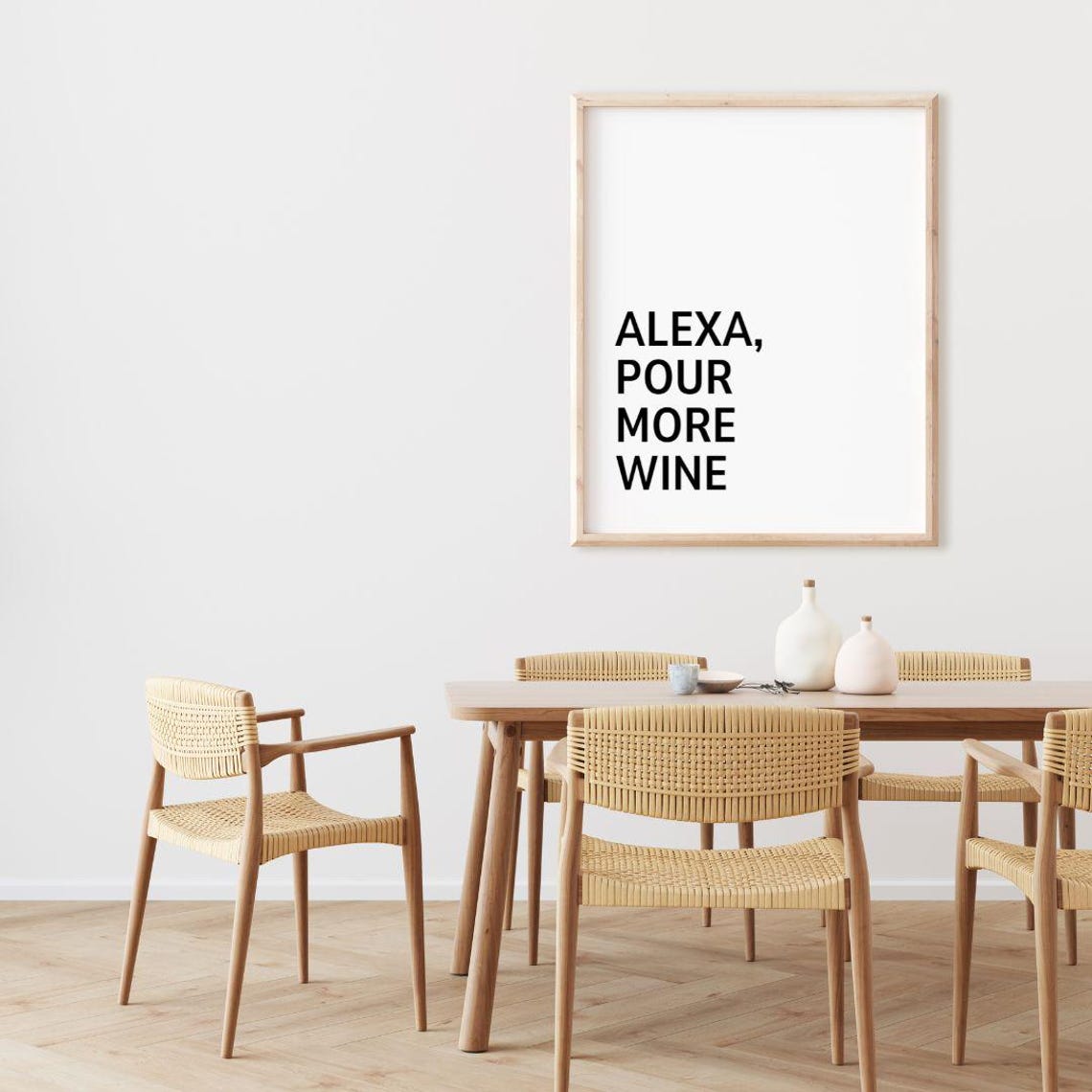 Alexa Pour More Wine Bold Black Typography Funny Quote Poster - Image 3