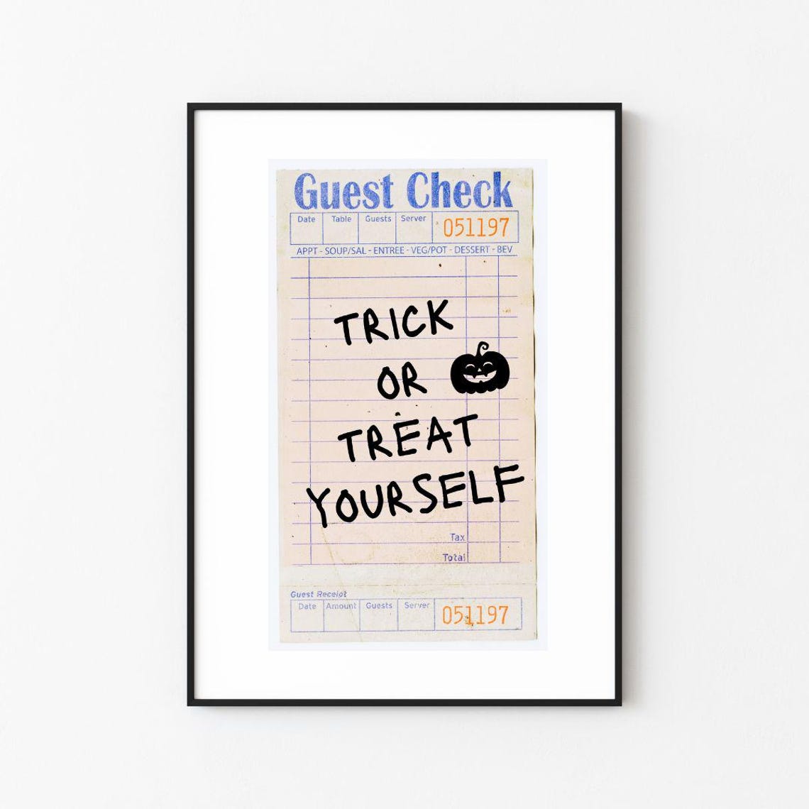 Trick or Treat Yourself Halloween Guest Check Retro Diner Poster - Image 3