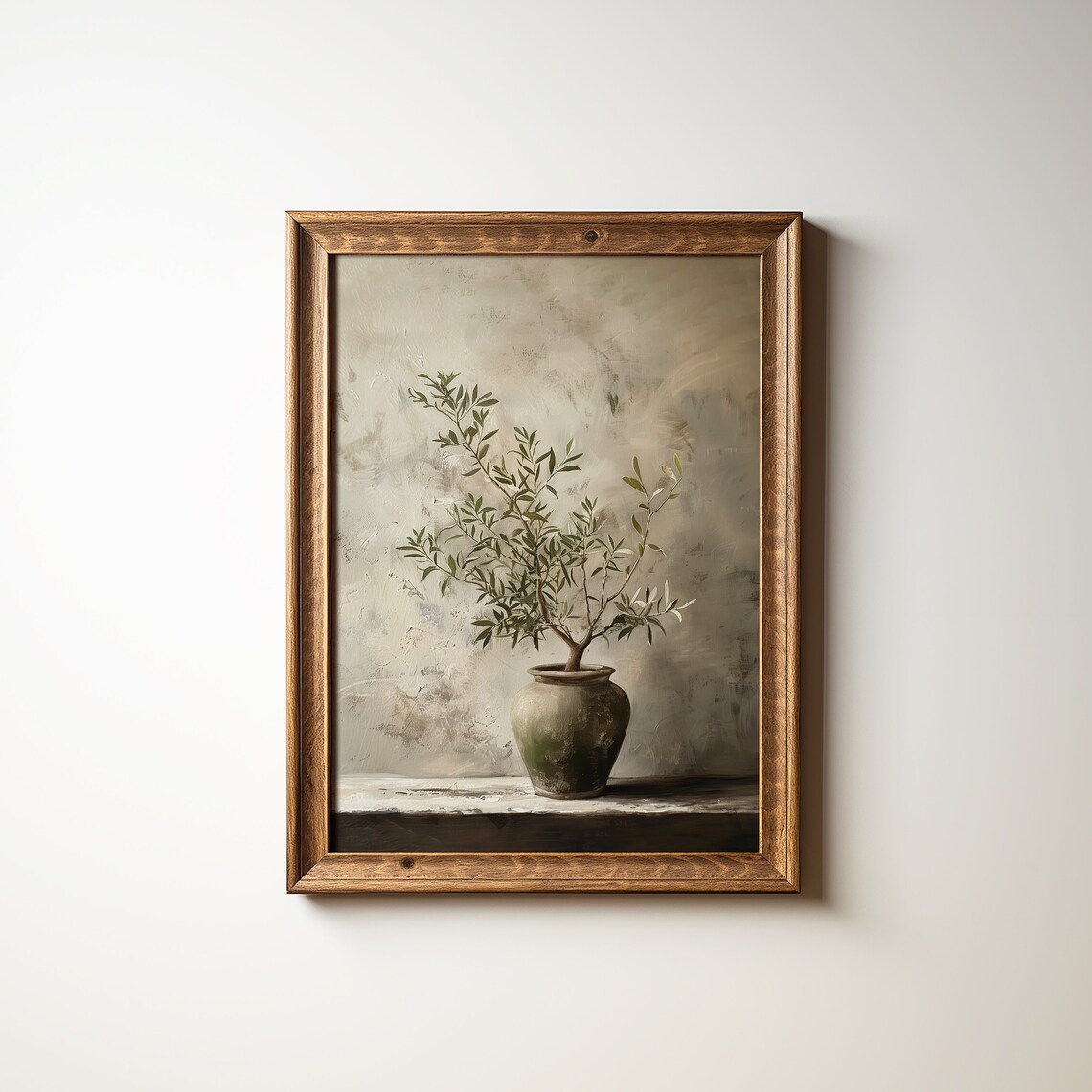 Cottagecore Olive Tree Oil Painting, Sage Green Art - Image 3