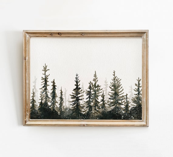 Winter Trees Watercolor Landscape Art Print