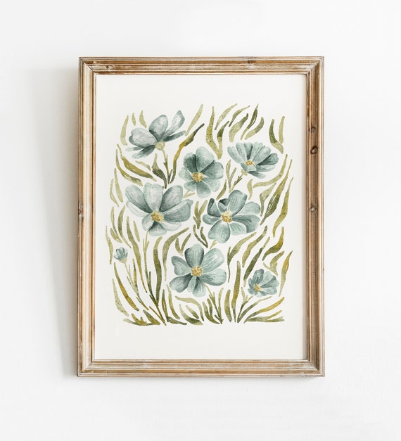 Wildflower Painting Vintage Style Art Print