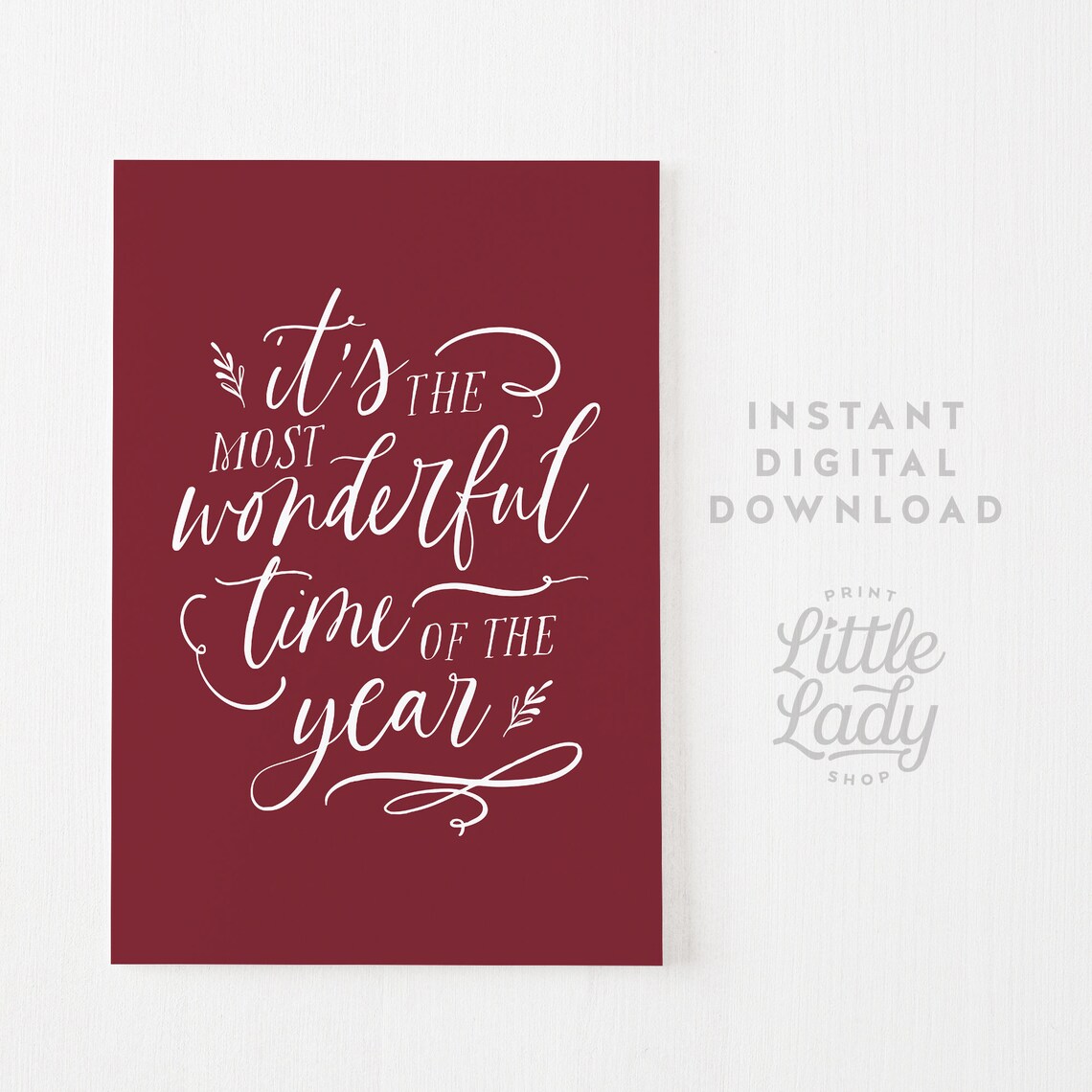 Red Holiday Wall Art Most Wonderful Time Of The Year Print